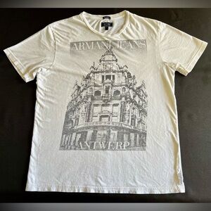 Armani Jeans Antwerp Graphic T-Shirt Men’s Small White Short Sleeve Cotton